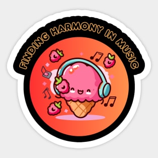 Finding Harmony in Music - Kawaii Style Music Sticker